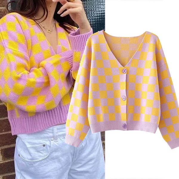 women's sweaters za women's knitted jacket long sleeve, plaid shirt v fashion zvhw, White;black
women's sweaters za women's knitted jacket long sleeve, plaid shirt v fashion zvhw, White;black