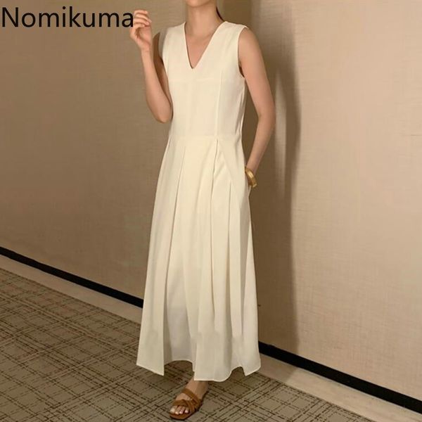 nomikuma vintage fashion sleeveless white dress women v neck slim waist a line pleated dresses korean style vestidos mujer 3c410 210514, Black;gray
nomikuma vintage fashion sleeveless white dress women v neck slim waist a line pleated dresses korean style vestidos mujer 3c410 210514, Black;gray