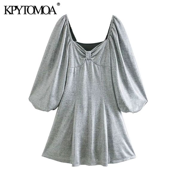 women sweet fashion with knot shiny mini vintage square collar lantern sleeve female dress vestidos mujer 210416, Black;gray
women sweet fashion with knot shiny mini vintage square collar lantern sleeve female dress vestidos mujer 210416, Black;gray