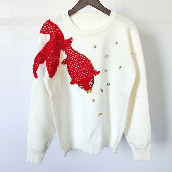 59% off factory outlet store year hand nailed bead goldfish three dimensional pattern round neck long sleeve knitted for women, White;black
59% off factory outlet store year hand nailed bead goldfish three dimensional pattern round neck long sleeve knitted for women, White;black