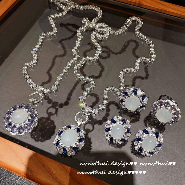 strands strings bright luminous deep sea blue necklace plated with 18k gold purple water drop zircon full diamond neck chain ring bracelet, Black
strands strings bright luminous deep sea blue necklace plated with 18k gold purple water drop zircon full diamond neck chain ring bracelet, Black
