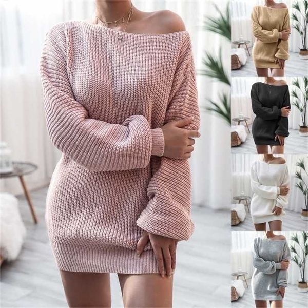 off shoulder knitted sweater dresses for women autumn winter lantern long sleeve ladies casual white black 211112, Black;gray
off shoulder knitted sweater dresses for women autumn winter lantern long sleeve ladies casual white black 211112, Black;gray