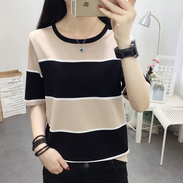 women's t-shirt women sleeves short-sleeved summer underneath elastic stripes female fashion korean ladies pullovers cause russia t-shi, White
women's t-shirt women sleeves short-sleeved summer underneath elastic stripes female fashion korean ladies pullovers cause russia t-shi, White