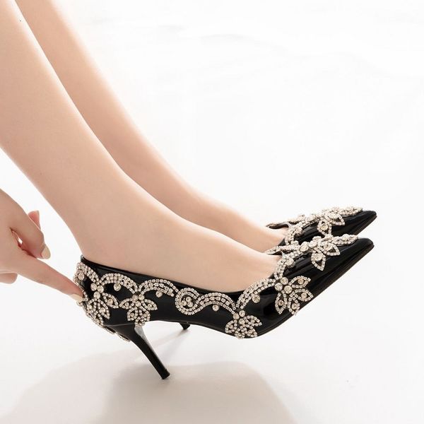 sandals spring pointed stiletto high-heeled work shoes toe rhinestones large size patent leather banquet dress women's a4e7, Black
sandals spring pointed stiletto high-heeled work shoes toe rhinestones large size patent leather banquet dress women's a4e7, Black