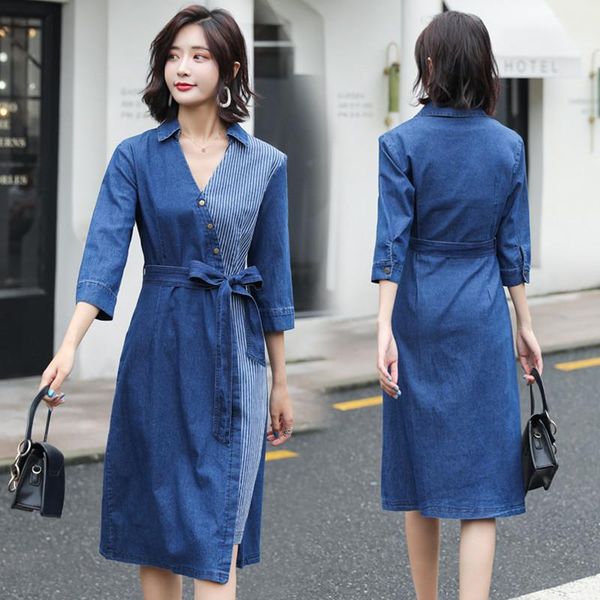 casual dresses denim for women 2021 summer jeans dress spliced midi v neck with belt plus size 5xl rh403, Black;gray
casual dresses denim for women 2021 summer jeans dress spliced midi v neck with belt plus size 5xl rh403, Black;gray