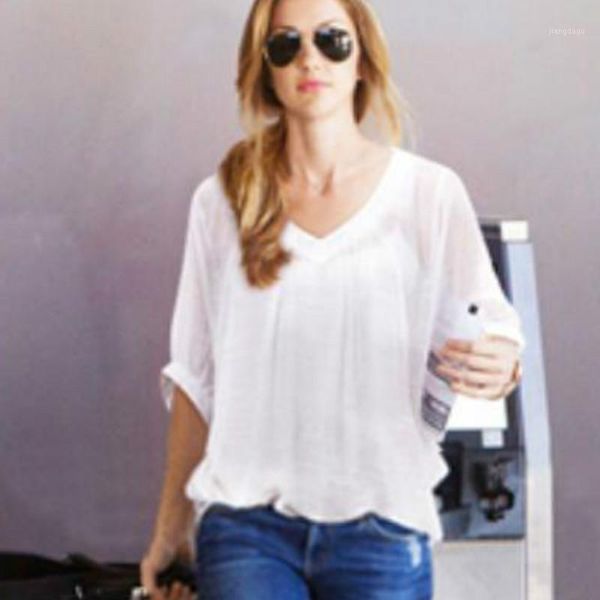 summer fashion shirt women short sleeves pleat chiffon blouse loose blouses plus size women's & shirts, White
summer fashion shirt women short sleeves pleat chiffon blouse loose blouses plus size women's & shirts, White