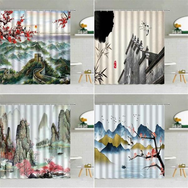 chinese natural landscape ink painting shower curtain great wall classical building scenery bathroom decor waterproof curtains
chinese natural landscape ink painting shower curtain great wall classical building scenery bathroom decor waterproof curtains