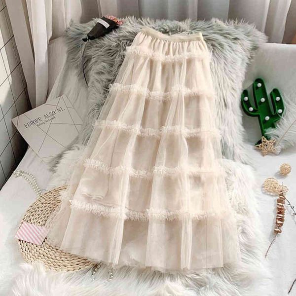 suits spring summer sweet cake layered midi mesh women elastic waist pleated ruffled a-line long tulle skirt femme, Black 
suits spring summer sweet cake layered midi mesh women elastic waist pleated ruffled a-line long tulle skirt femme, Black