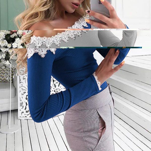 women's blouses & shirts slim fit girl ribbed knitting winter autumn women christmas sweet off shoulder slash neck patchwork lace shir, White
women's blouses & shirts slim fit girl ribbed knitting winter autumn women christmas sweet off shoulder slash neck patchwork lace shir, White