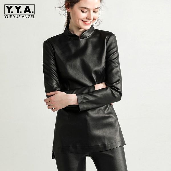 women's leather & faux elegant retro genuine jacket women mandarin collar qipao female streetwear thin slim elastic sheepskin outerwea, Black
women's leather & faux elegant retro genuine jacket women mandarin collar qipao female streetwear thin slim elastic sheepskin outerwea, Black