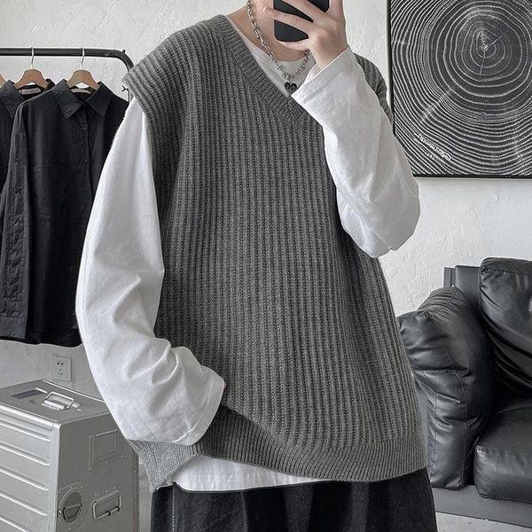 men's sweaters neploha 2021 winter neutral solid color sweater vest v-neck loose harajuku sleeveless pullovers male, White;black
men's sweaters neploha 2021 winter neutral solid color sweater vest v-neck loose harajuku sleeveless pullovers male, White;black