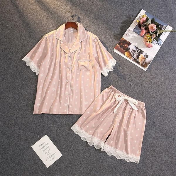 summer pajamas ice silk women sleepwear thin lace short sleeved shorts suit pyjamas, Black;red
summer pajamas ice silk women sleepwear thin lace short sleeved shorts suit pyjamas, Black;red