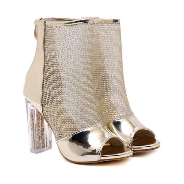 air mesh peep toe women sandals high heels fashion open summer shoes pumps, Black