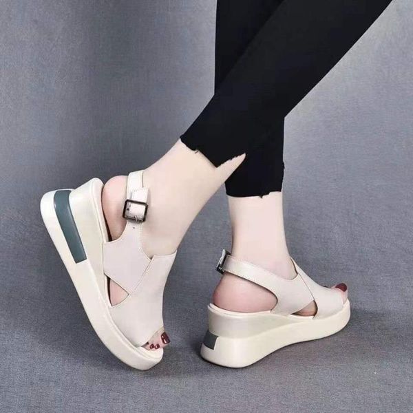 sandals slope heel women's 2021 summer single shoes fish mouth soft leather increased muffin, Black
sandals slope heel women's 2021 summer single shoes fish mouth soft leather increased muffin, Black