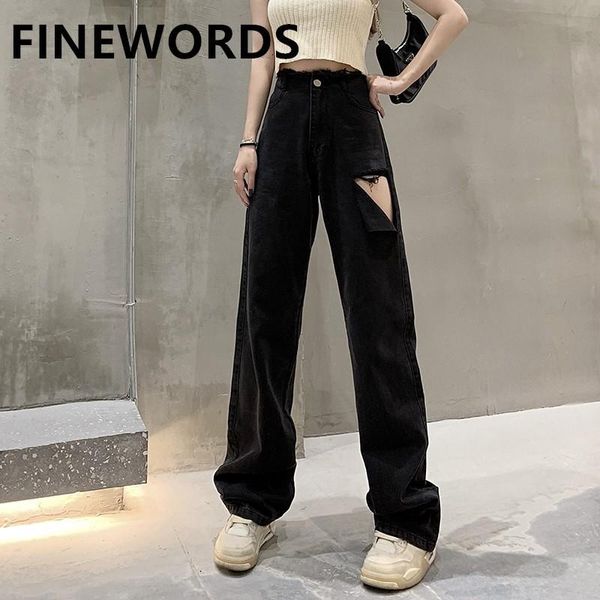 high waist loose big hole ripped black jeans women korean streetwear vintage full length washed straight women's, Blue
high waist loose big hole ripped black jeans women korean streetwear vintage full length washed straight women's, Blue