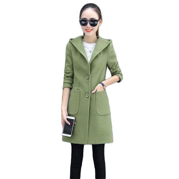 women's wool & blends woolen coat women 2021 autumn winter korean slim hooded blend green red plus size single breasted jacket feminin, Black
women's wool & blends woolen coat women 2021 autumn winter korean slim hooded blend green red plus size single breasted jacket feminin, Black