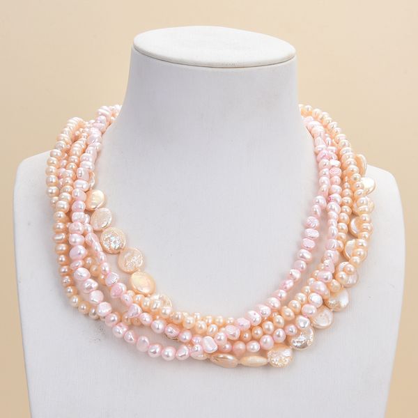 guaiguai jewelry 5 strands pink coin cultured baroque fancy pearl necklace for women real gems stone lady fashion jewellery, Silver
guaiguai jewelry 5 strands pink coin cultured baroque fancy pearl necklace for women real gems stone lady fashion jewellery, Silver