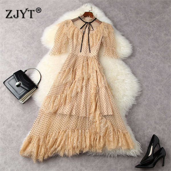 runway fashion summer polka dot asymmetrical lace mesh dress spring ruffles robe elegant woman party vestidos 210601, Black;gray
runway fashion summer polka dot asymmetrical lace mesh dress spring ruffles robe elegant woman party vestidos 210601, Black;gray