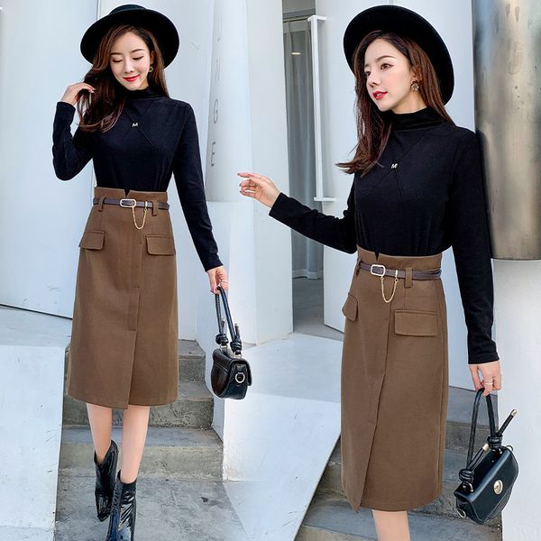 spring lady of the elegant female office two garments midi dress together with korean-style belt, Black;gray
spring lady of the elegant female office two garments midi dress together with korean-style belt, Black;gray