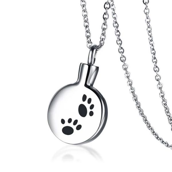 stainless round shape steel pet pendant dog paw print cremation jewelry for ashes wearable urn necklace keepsake memorial, Silver
stainless round shape steel pet pendant dog paw print cremation jewelry for ashes wearable urn necklace keepsake memorial, Silver