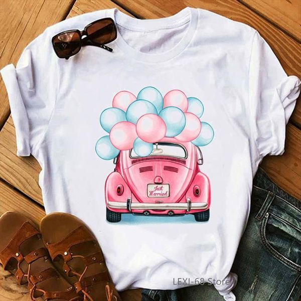 vogue pink car and womens balloon print just married femme kawaii clothes for girls harajuku female, White
vogue pink car and womens balloon print just married femme kawaii clothes for girls harajuku female, White