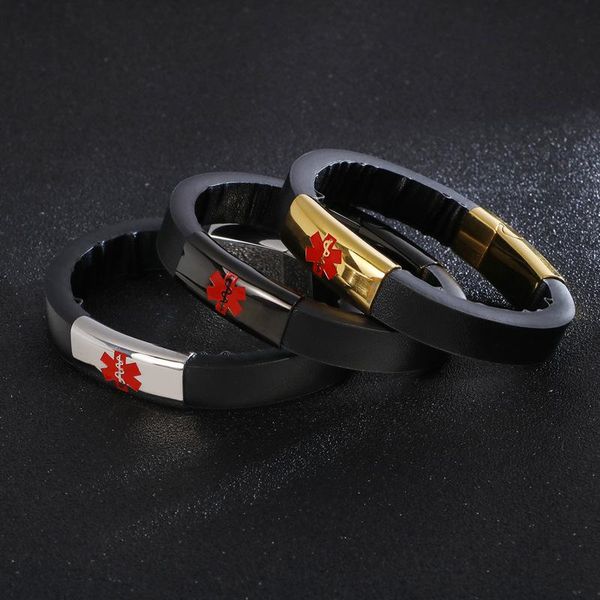 link, chain logo 316 stainless steel jewelry bracelet european and american fashion men's leather, Black
link, chain logo 316 stainless steel jewelry bracelet european and american fashion men's leather, Black