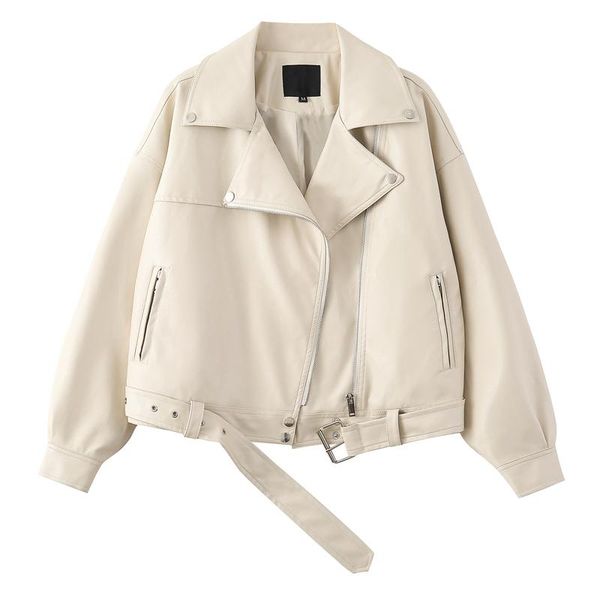 women's leather & faux 2021 spring autumn lapel long sleeve with belt apricot jacket loose plus size women fashion biker female, Black
women's leather & faux 2021 spring autumn lapel long sleeve with belt apricot jacket loose plus size women fashion biker female, Black