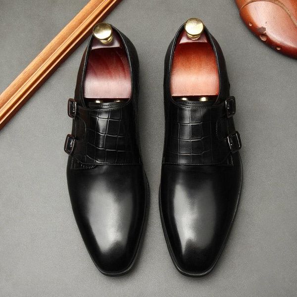 fashion genuine leather slip on double monk strap shoes mens banquet party wedding dress casual g204, Black
fashion genuine leather slip on double monk strap shoes mens banquet party wedding dress casual g204, Black