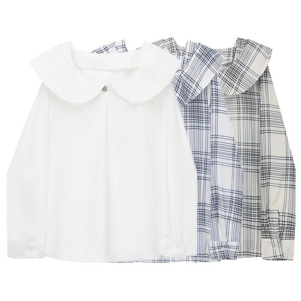 women's blouses & shirts ladies plaid chiffon shirt early autumn retro fashion hong kong style commuter long sleeve top, White
women's blouses & shirts ladies plaid chiffon shirt early autumn retro fashion hong kong style commuter long sleeve top, White