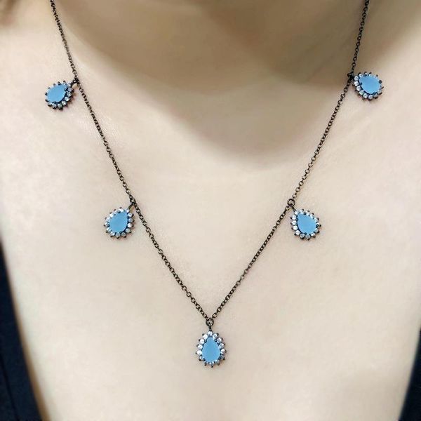 chains water drop cubic zirconia pendant necklace green blue stone black chain choker necklaces fashion jewelry gifts for women, Silver
chains water drop cubic zirconia pendant necklace green blue stone black chain choker necklaces fashion jewelry gifts for women, Silver