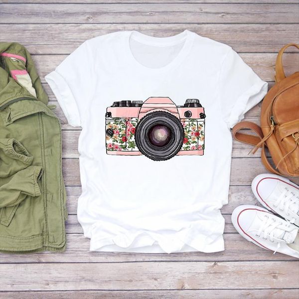 floral camera vintage style clothing womens t shirts print summer graphic female ladies tee, White
floral camera vintage style clothing womens t shirts print summer graphic female ladies tee, White
