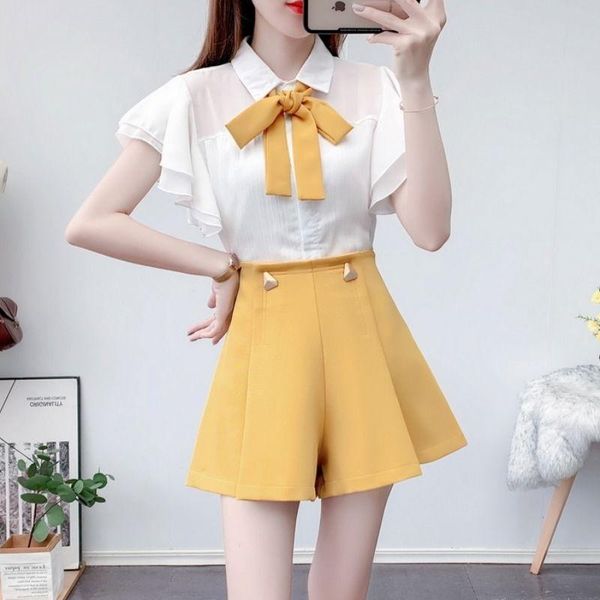 women's tracksuits women 2021 summer fashion two-piece sets female solid color bow chiffon shirt ladies high waist loose shorts suits y, Gray
women's tracksuits women 2021 summer fashion two-piece sets female solid color bow chiffon shirt ladies high waist loose shorts suits y, Gray
