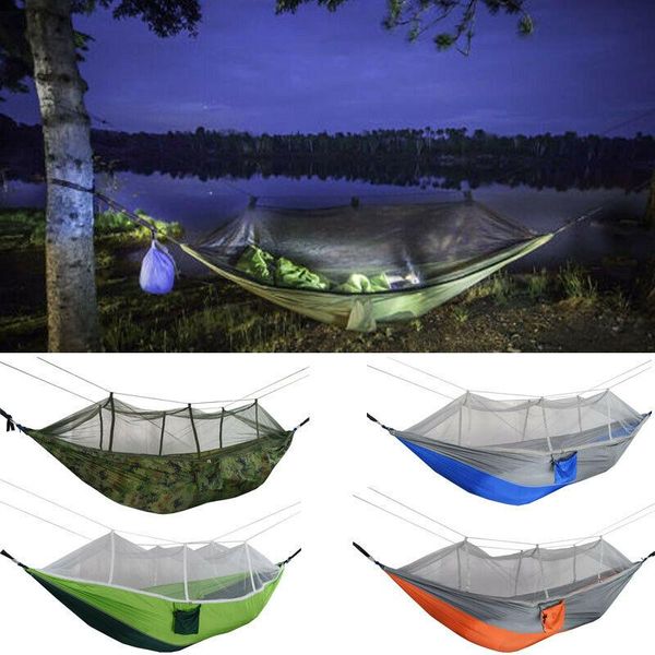 mosquito net portable outdoor camping hammock with high strength parachute fabric hanging swing bed
mosquito net portable outdoor camping hammock with high strength parachute fabric hanging swing bed