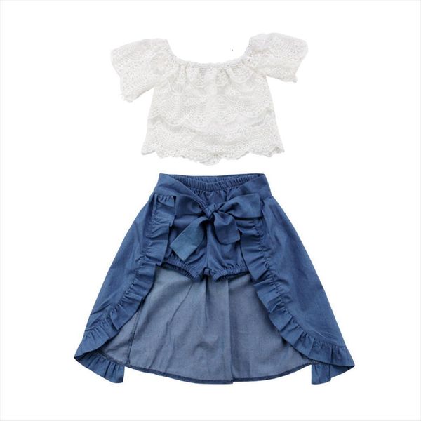 newborn girl kid lace off shoulder t shirt denim ruffles fishtail pants bowknot dress party outfits clothing, White
newborn girl kid lace off shoulder t shirt denim ruffles fishtail pants bowknot dress party outfits clothing, White