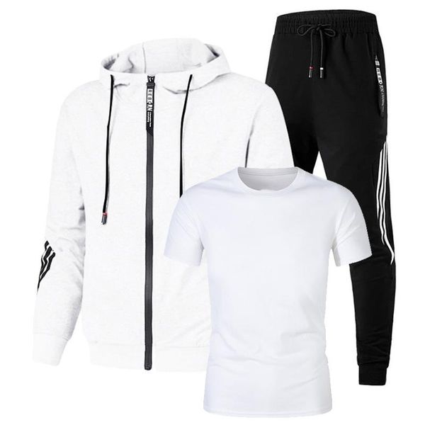 men's tracksuits spring and autumn suit fashion fitness sports training striped jogging casual wear + t-shirt 3-piece set, Gray
men's tracksuits spring and autumn suit fashion fitness sports training striped jogging casual wear + t-shirt 3-piece set, Gray