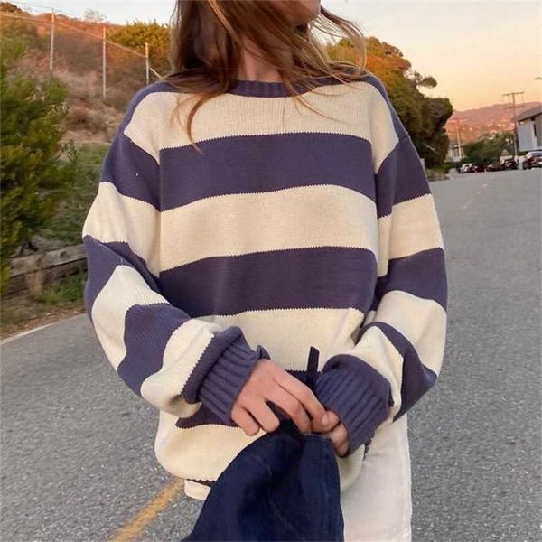 vintage striped knitted sweater women autumn casual oversize drop shoulder femme retro streetwear cotton chic 211217, White;black
vintage striped knitted sweater women autumn casual oversize drop shoulder femme retro streetwear cotton chic 211217, White;black