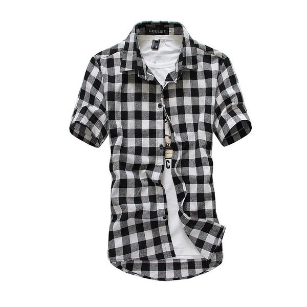 men's casual shirts camisas men clothing plaid button short sleeve for chemise homme para masculina shirt, White;black
men's casual shirts camisas men clothing plaid button short sleeve for chemise homme para masculina shirt, White;black