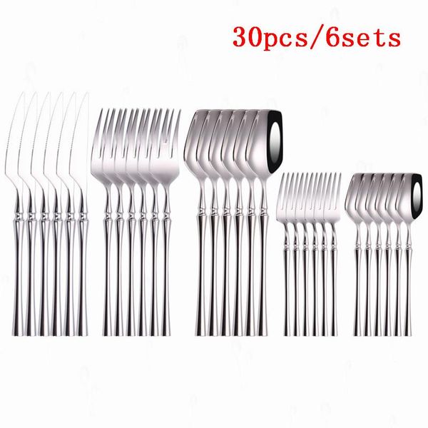 30pcs silver cutlery set 18/10 stainless steel silverware knives forks spoons kitchen tableware fork spoon dinnerware sets
30pcs silver cutlery set 18/10 stainless steel silverware knives forks spoons kitchen tableware fork spoon dinnerware sets