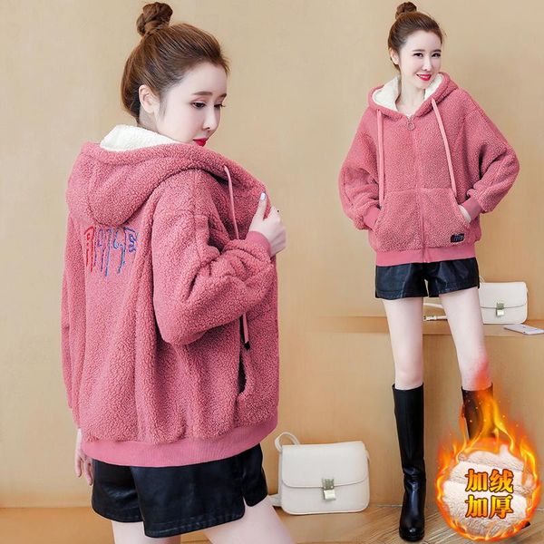 winter fleece jacket women female loose lambs wool coat brief paragraph zipper cardigan hooded plus size korean fashion women's jackets, Black;brown
winter fleece jacket women female loose lambs wool coat brief paragraph zipper cardigan hooded plus size korean fashion women's jackets, Black;brown