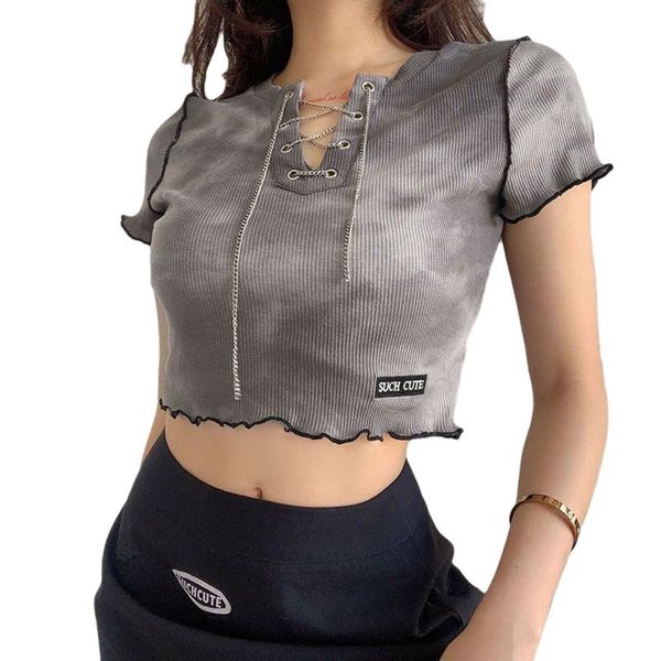 women's t-shirt summer girls short sleeve ladies personalized dyeing casual crop slim base shirt for shopping travel, White
women's t-shirt summer girls short sleeve ladies personalized dyeing casual crop slim base shirt for shopping travel, White