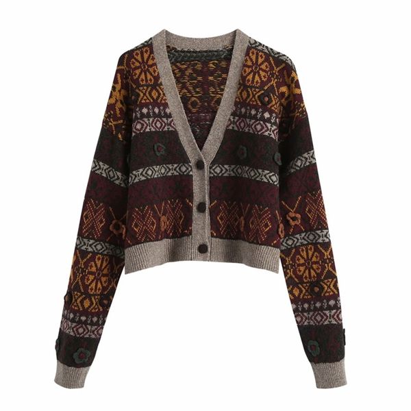 women autumn vintage warm cardigans sweaters coats v-neck jacquard knitted female elegant street sweater outerwear 210513, White;black
women autumn vintage warm cardigans sweaters coats v-neck jacquard knitted female elegant street sweater outerwear 210513, White;black