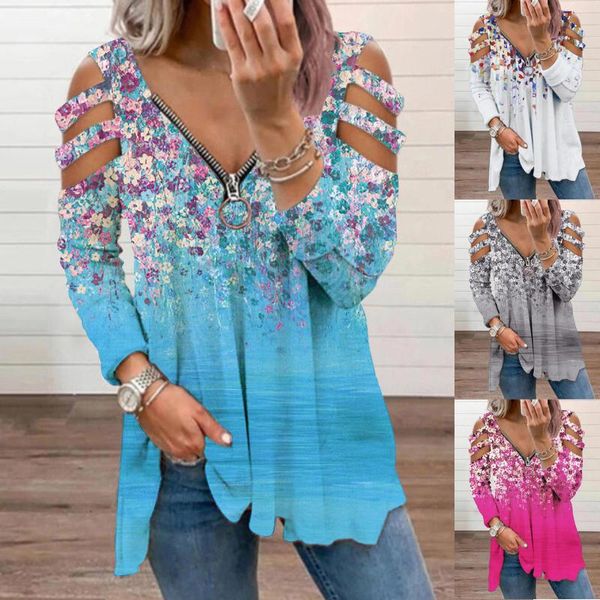 women's blouses & shirts fashion casual floral zipper blouse cold shoulder tee female women long sleeve shirt blusas femininas clothin, White
women's blouses & shirts fashion casual floral zipper blouse cold shoulder tee female women long sleeve shirt blusas femininas clothin, White