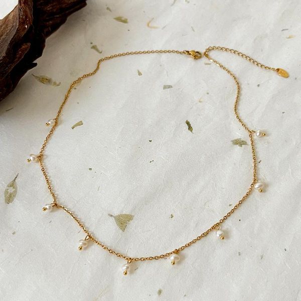 chains monlansher stylish natural pearls necklace women's titanium steel thin chain pearl choker french daily fashion necklaces jewelry, Silver
chains monlansher stylish natural pearls necklace women's titanium steel thin chain pearl choker french daily fashion necklaces jewelry, Silver
