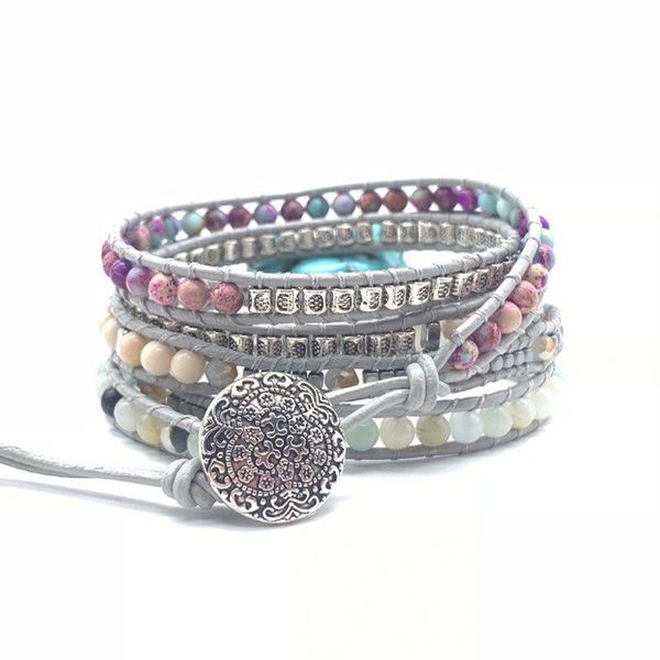 handmade natural stones turquoises charm 5 strands wrap bracelets boho crystal hematite bead mix women leather bracelet, Golden;silver
handmade natural stones turquoises charm 5 strands wrap bracelets boho crystal hematite bead mix women leather bracelet, Golden;silver