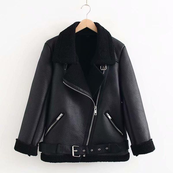 women's leather & faux 2021 winter lamb jacket women lambs wool fur collar thick female black punk streetwear coat
women's leather & faux 2021 winter lamb jacket women lambs wool fur collar thick female black punk streetwear coat