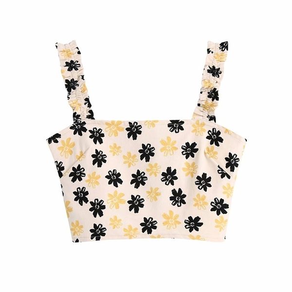 women square collar vest summer fashion ladies high street sweet female printed short 210515, White
women square collar vest summer fashion ladies high street sweet female printed short 210515, White