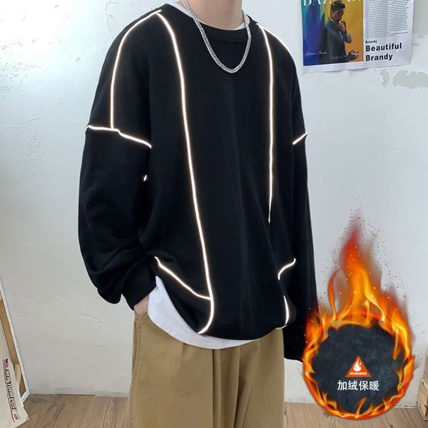 men's hoodies & sweatshirts sweater winter trend casual loose fitting large size luminous reflective strip fashion y5fa, Black
men's hoodies & sweatshirts sweater winter trend casual loose fitting large size luminous reflective strip fashion y5fa, Black