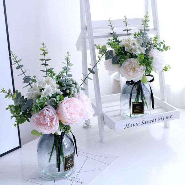 vases modern glass vase+ artificial flower home livingroom fgurines accessorie crafts decoration office fake peony pot ornament
vases modern glass vase+ artificial flower home livingroom fgurines accessorie crafts decoration office fake peony pot ornament