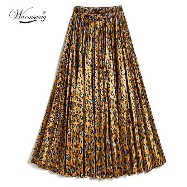 leopard gold foil pleuche pleated skirt retro elegant waist for ladies a-line women's long s c-247 210522, Black 
leopard gold foil pleuche pleated skirt retro elegant waist for ladies a-line women's long s c-247 210522, Black