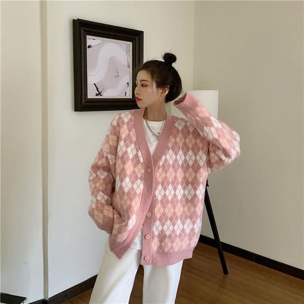 women's knits & tees autumn women korean fashion vintage plaid cardigan down knit sweater sweet long sleeve v neck argyle print loose c, White
women's knits & tees autumn women korean fashion vintage plaid cardigan down knit sweater sweet long sleeve v neck argyle print loose c, White